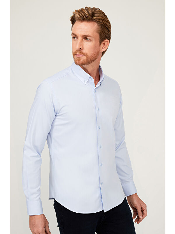 Kiğılı Uzun Kol Slim Fit Dar Kesim Pamuk %100 Pamuk Gömlek