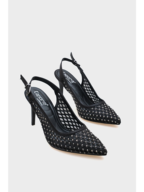 Capone Outfitters Gri Capone Outfitters Hilary Taşlı Fileli Stiletto