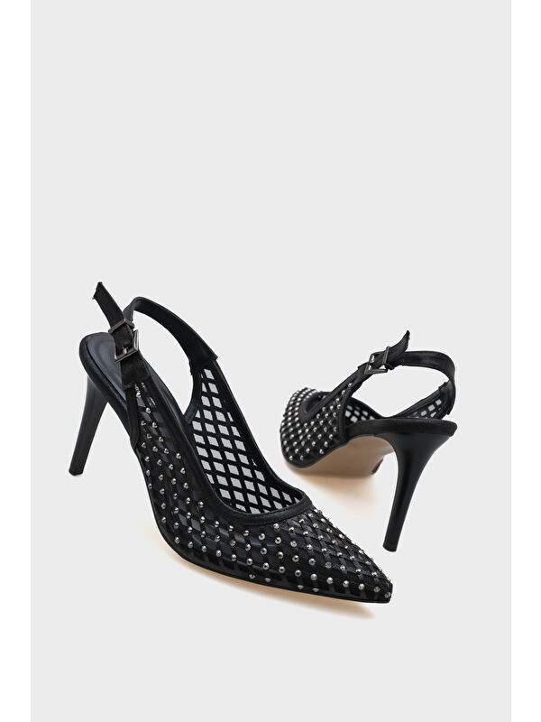 Capone Outfitters Gri Capone Outfitters Hilary Taşlı Fileli Stiletto