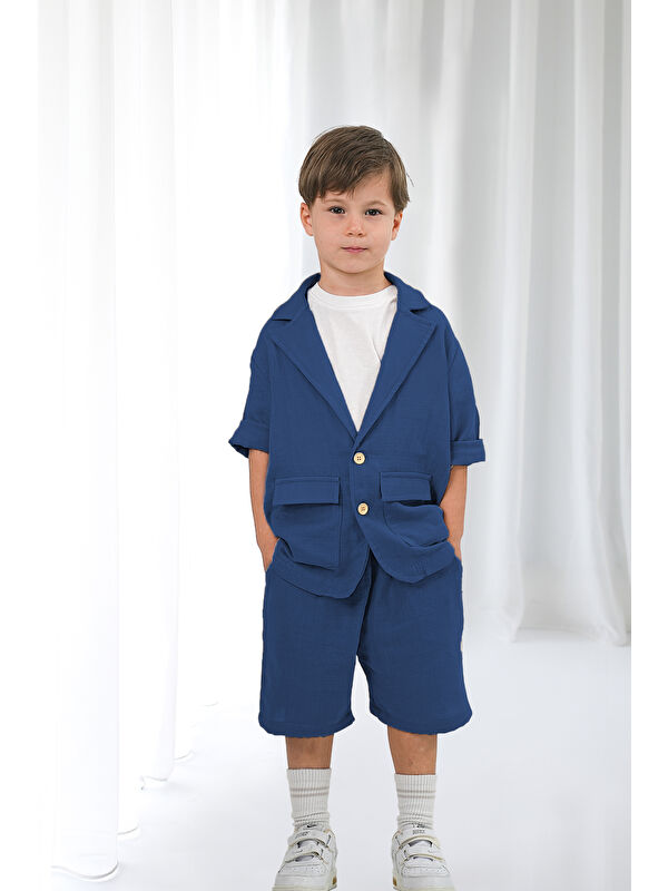 Catz Kids İndigo Müslin Ceket Şort Takım