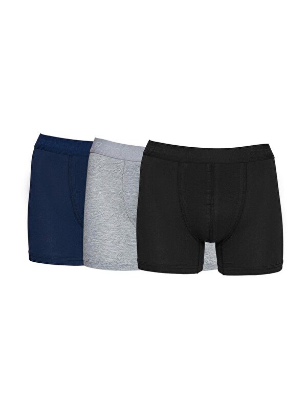 TRENDHILL Erkek 3'Li Pamuklu Elastanlı Esnek Kumaş Boxer Set 7811-3