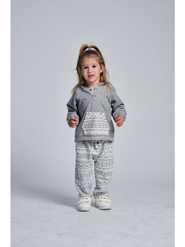Miababy Unisex Etnik Desen Kanguru Cepli 2'li Takım