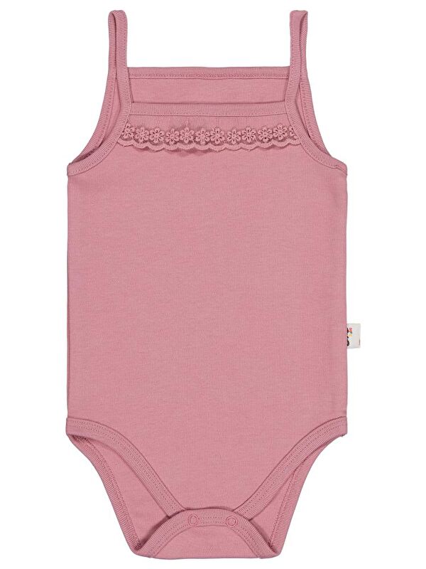 Civil Baby Penye İp Askılı Dantelli 3-9 Ay Kız Çıtçıtlı Badi - Pembe 6-9 Ay