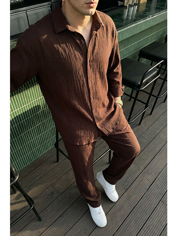 Livio Ferri Sonora %100 Pamuk Oversize Krinkıl Erkek Alt Üst Takım