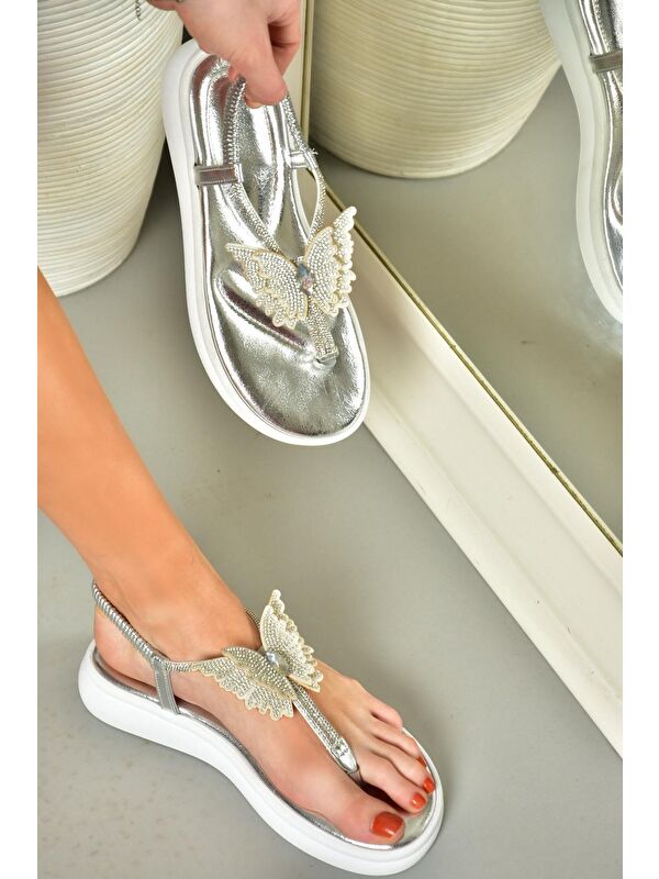 S4040860 Gümüş Kadın Sandalet - Görsel 6