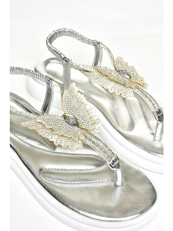 S4040860 Gümüş Kadın Sandalet - Görsel 4