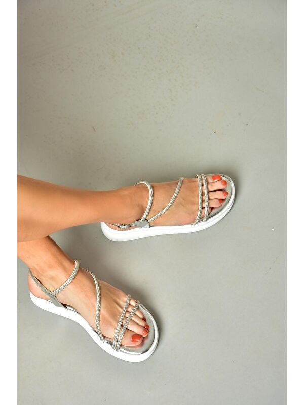 S4040851 Gümüş Kadın Sandalet - Görsel 5