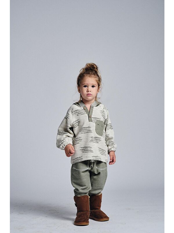 Miababy Unisex Etnik Desen Kapüşonlu 2'li Takım