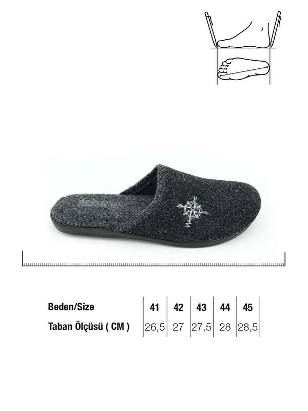Kışlık Erkek Keçe Çıkarılabilir Taban Ev Bahçe Terlik - Görsel 3