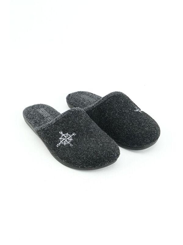 Kışlık Erkek Keçe Çıkarılabilir Taban Ev Bahçe Terlik - Görsel 4