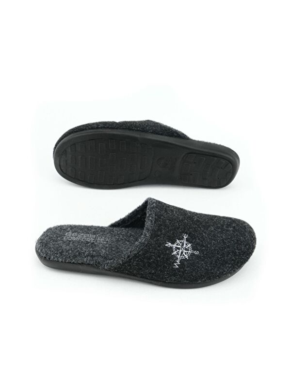 Kışlık Erkek Keçe Çıkarılabilir Taban Ev Bahçe Terlik - Görsel 6