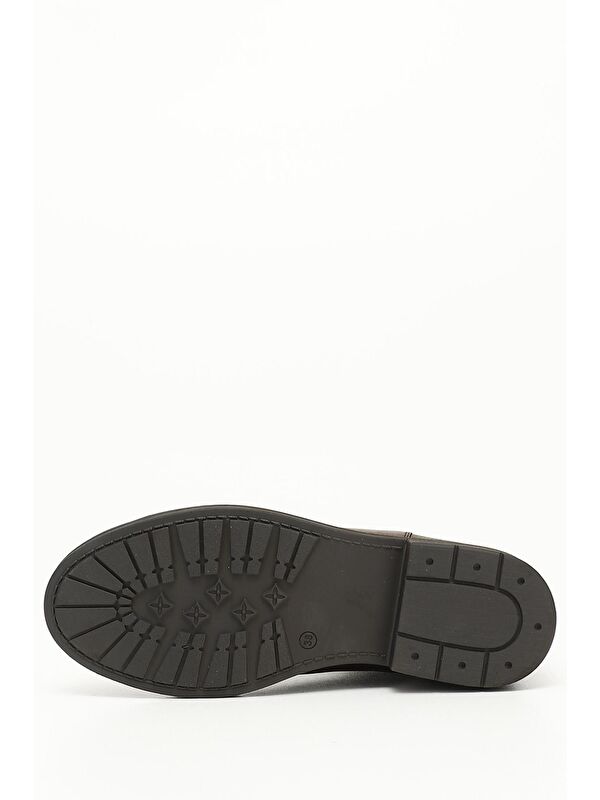 KIZIL KAHVE Hakiki Deri Yuvarlak Burun Kauçuk Taban Topuklu Lastikli Kadın Chelsea Bot 42424 - Görsel 5