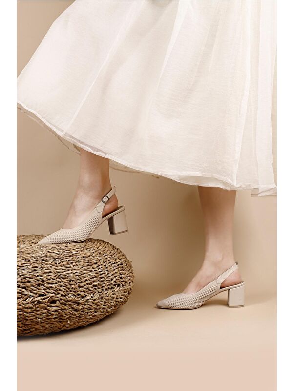 KREM Kadın Topuklu Ayakkabı 39120 - Görsel 3