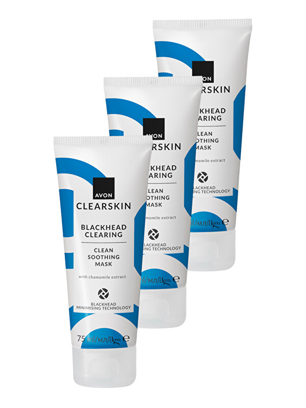 AVON Siyah Noktaların Görünümü İçin Ferahlatan Arındırıcı Yüz Maskesi 75 Ml. Üçlü Paket