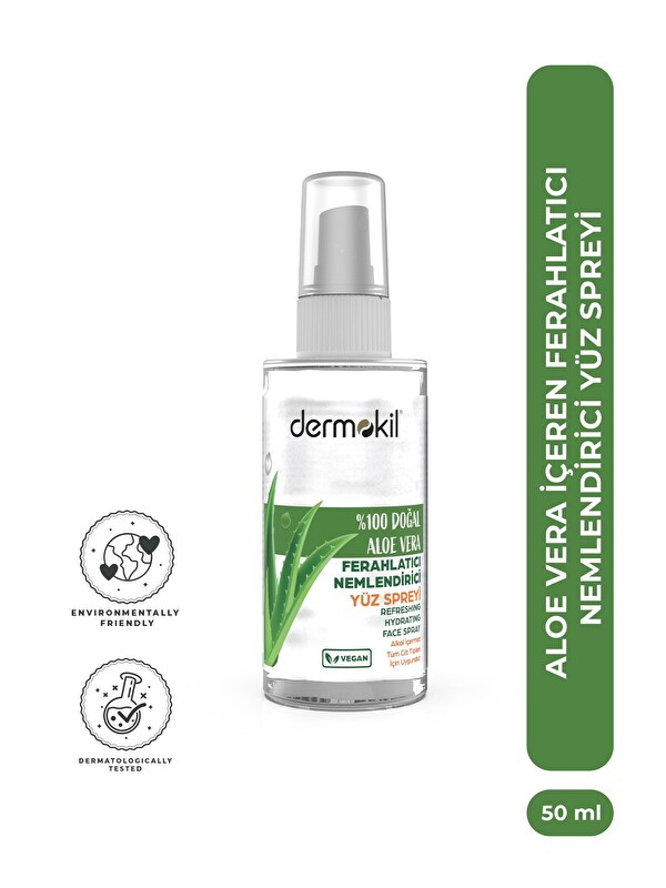 Dermokil Aloe Vera İçeren Ferahlatıcı Nemlendirici Yüz Spreyi 50 ml