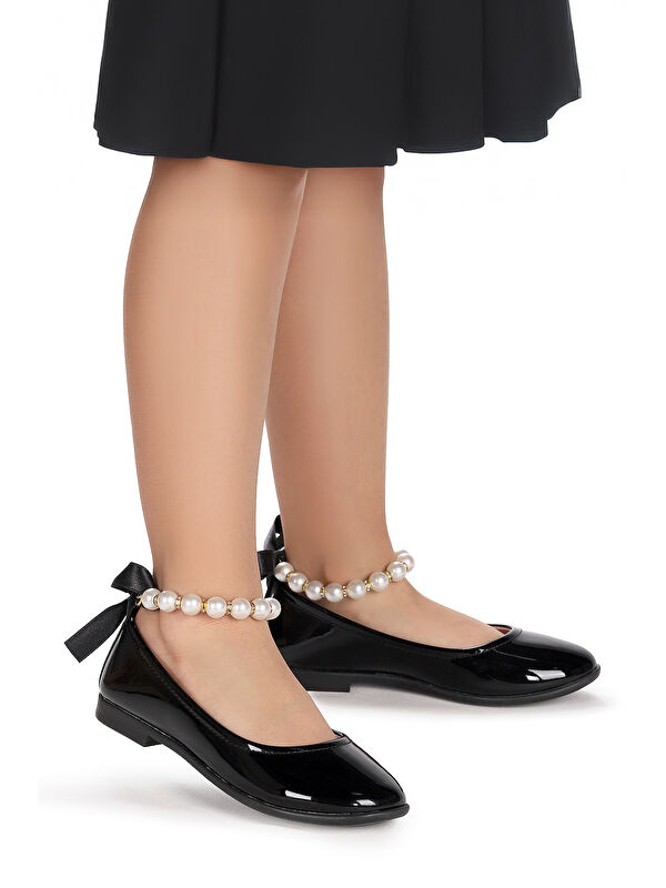 Blanch Rugan İncili Lastikli Kız Çocuk Babet Ayakkabı - Görsel 4