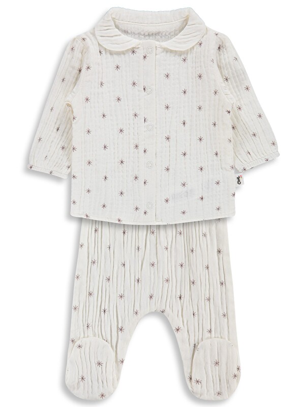 Civil Baby Yıldız Empirme 3-12 Ay Pijama Takımı - Kahverengi