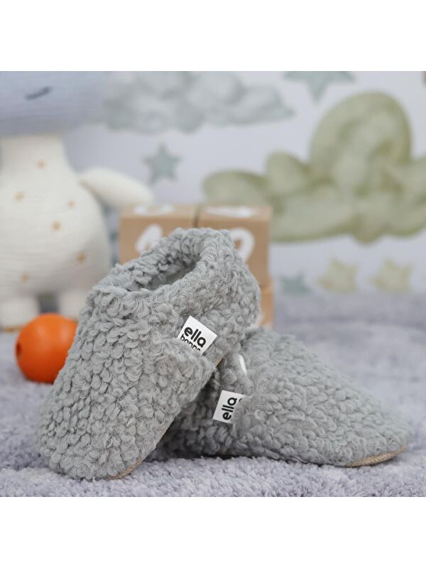 Teddy Bebek Patiği Ev Pandufu, Kaydırmaz Taban, Organik Pamuk Astar Kreş Ayakkabısı - Görsel 7