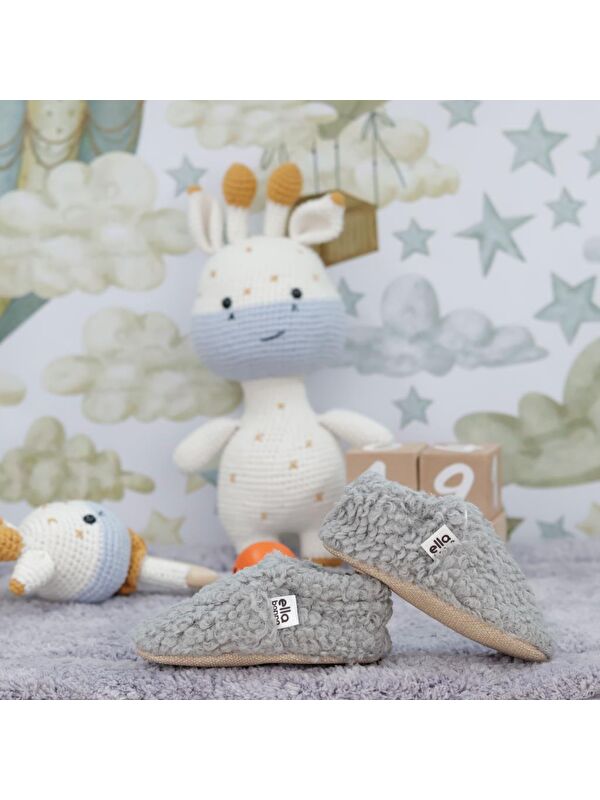 Teddy Bebek Patiği Ev Pandufu, Kaydırmaz Taban, Organik Pamuk Astar Kreş Ayakkabısı - Görsel 8