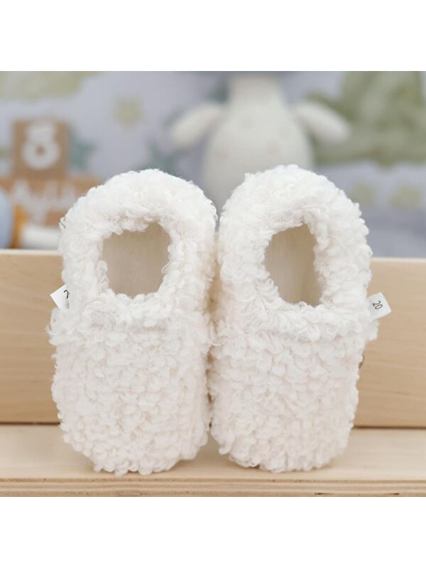 Teddy Bebek Patiği Ev Pandufu, Kaydırmaz Taban, Organik Pamuk Astar Kreş Ayakkabısı - Görsel 5