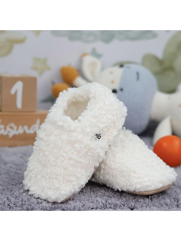 Teddy Bebek Patiği Ev Pandufu, Kaydırmaz Taban, Organik Pamuk Astar Kreş Ayakkabısı - Görsel 7