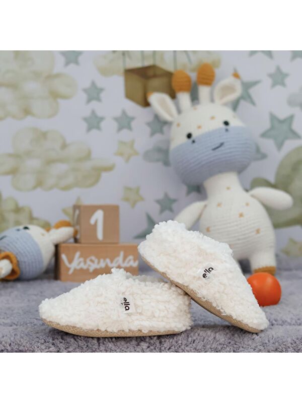 Teddy Bebek Patiği Ev Pandufu, Kaydırmaz Taban, Organik Pamuk Astar Kreş Ayakkabısı - Görsel 8