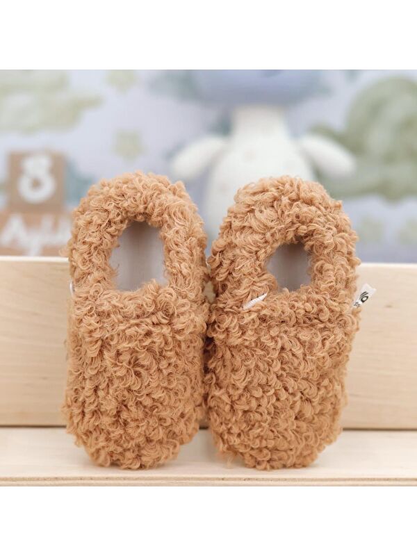 Teddy Bebek Patiği Ev Pandufu, Kaydırmaz Taban, Organik Pamuk Astar Kreş Ayakkabısı - Görsel 5