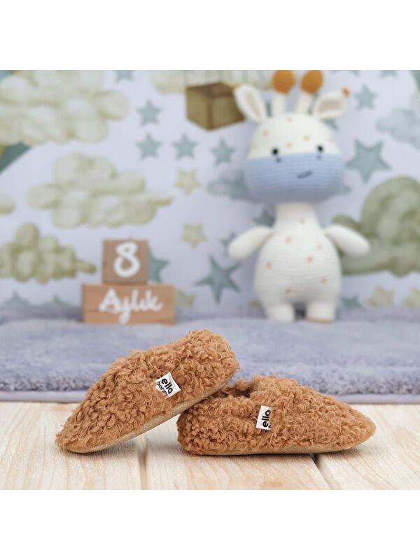 Teddy Bebek Patiği Ev Pandufu, Kaydırmaz Taban, Organik Pamuk Astar Kreş Ayakkabısı - Görsel 8
