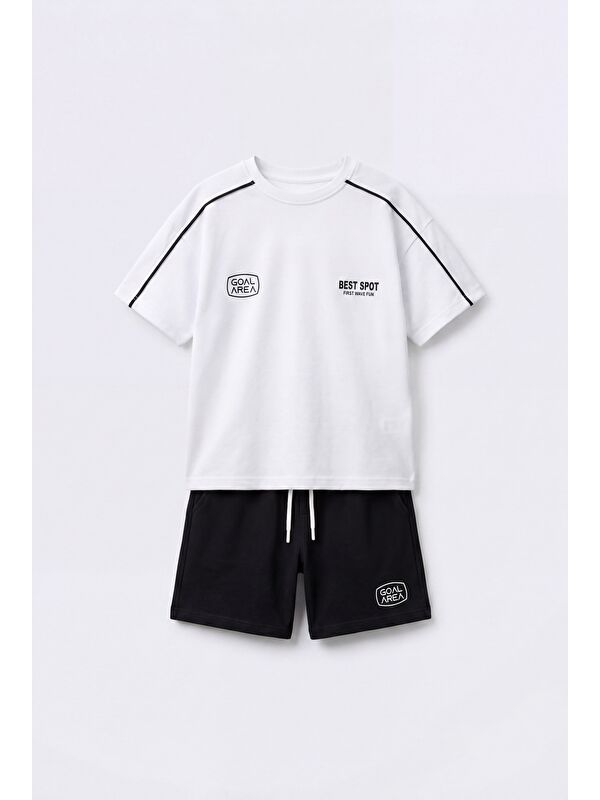 Magu Erkek Çocuk Pamuklu Siyah Şortlu T-Shirt Takım