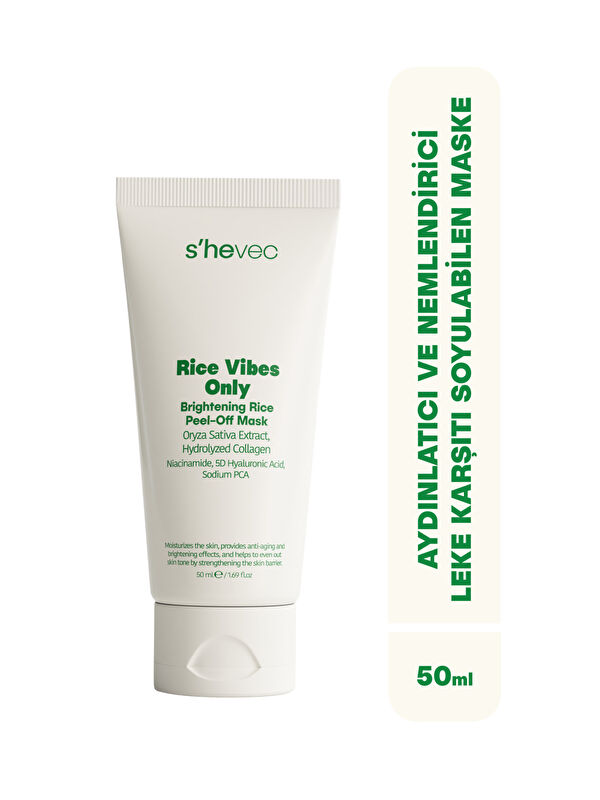 shevec Aydınlatıcı, Leke Karşıtı ve Nemlendirici Soyulabilen Vegan Pirinç Maske 50 ml Rice Vibes Only