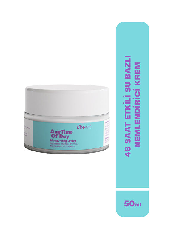 shevec 48 Saat Etkili Su Bazlı 5 Kompleks Hyaluronik Asit Vegan Nemlendirici Krem 50 ml Any Time Of Day