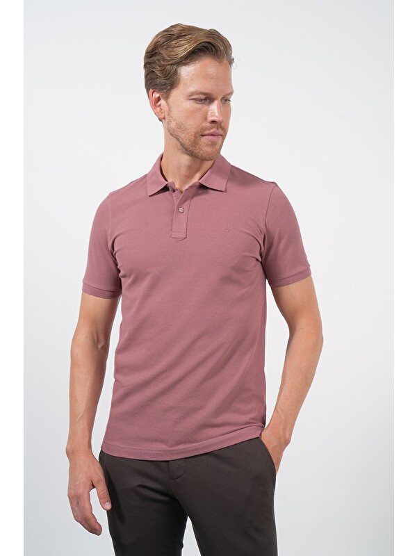 İMZA Pembe Polo Yaka Pike Kısa Kol Slim Fit Pamuklu Hediye Kutulu Tişört 1011260169