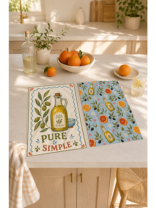 Milbay Grup Zeytin Limon Çiçek Desenli Havlu
