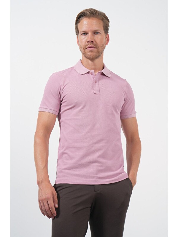 İMZA Mor Polo Yaka Pike Kısa Kol Slim Fit Pamuklu Hediye Kutulu Tişört 1011260169