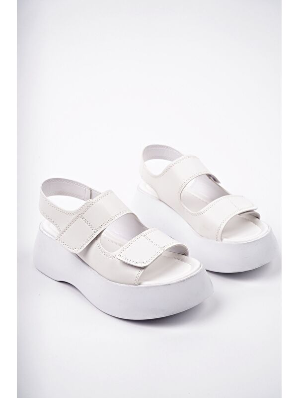 NANSHE Kalın Taban Çift Bantlı Cırtlı Günlük Kadın Sandalet - Görsel 2