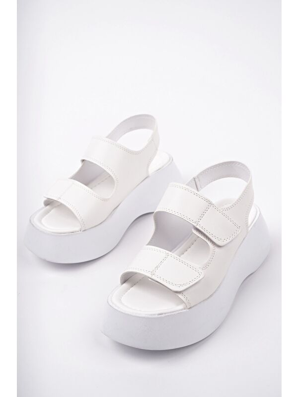 NANSHE Kalın Taban Çift Bantlı Cırtlı Günlük Kadın Sandalet - Görsel 3