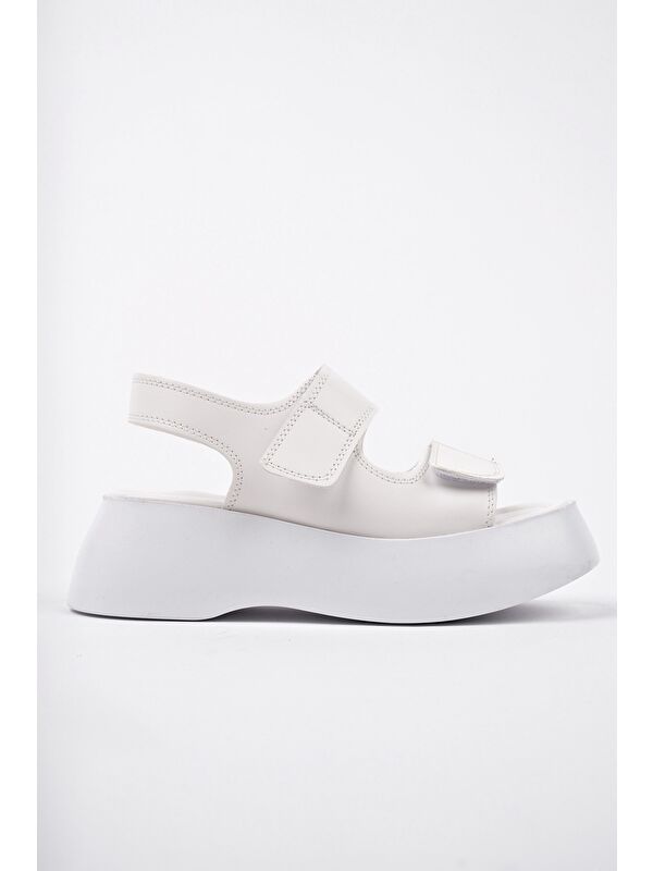 NANSHE Kalın Taban Çift Bantlı Cırtlı Günlük Kadın Sandalet - Görsel 4