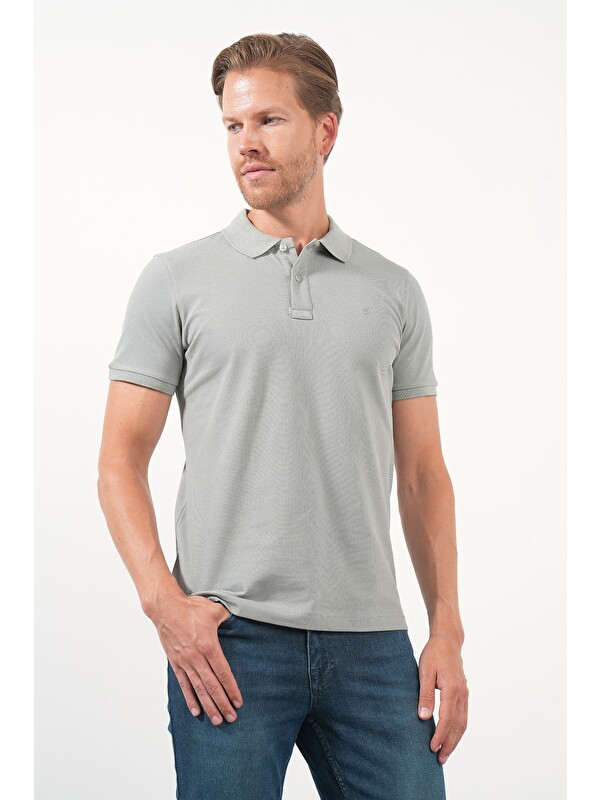 İMZA Haki Polo Yaka Pike Kısa Kol Slim Fit Pamuklu Hediye Kutulu Tişört 1011260169
