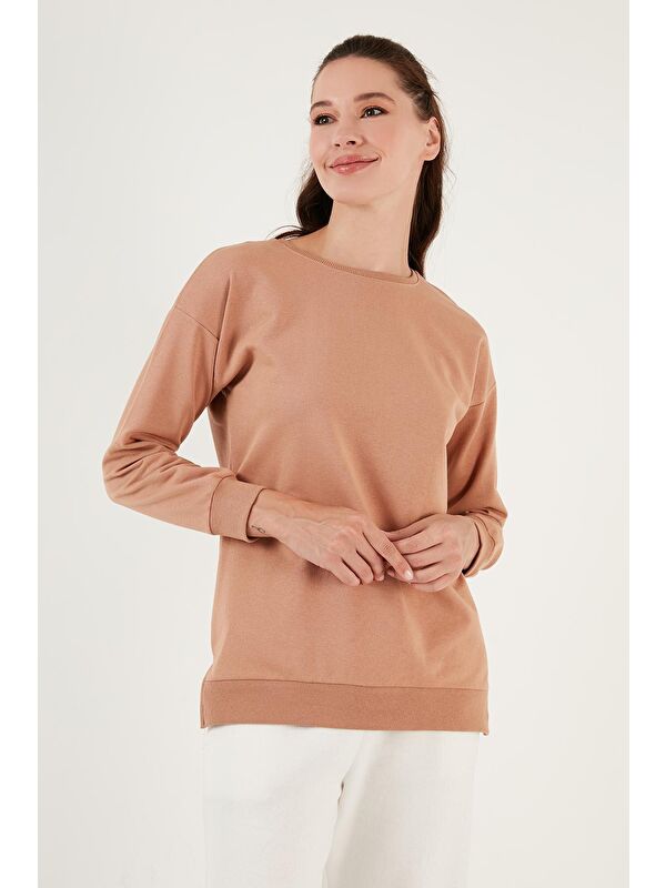 Lela Pamuklu Regular Fit Bisiklet Yaka Basic Kadın Sweat 5863569