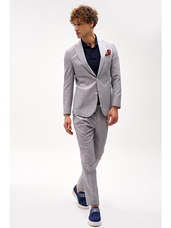 igs Erkek Bej Slim Fit / Dar Kalıp Mono Yaka Takım Elbise