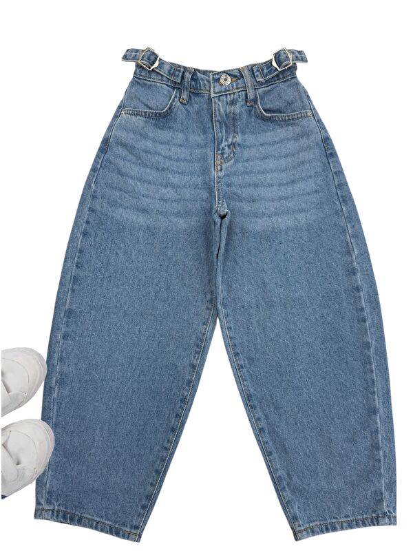 A.S.L GOLF CLUB Kiz Çoçuk Açik Mavi Renk Wide Leg Jean Pantolon