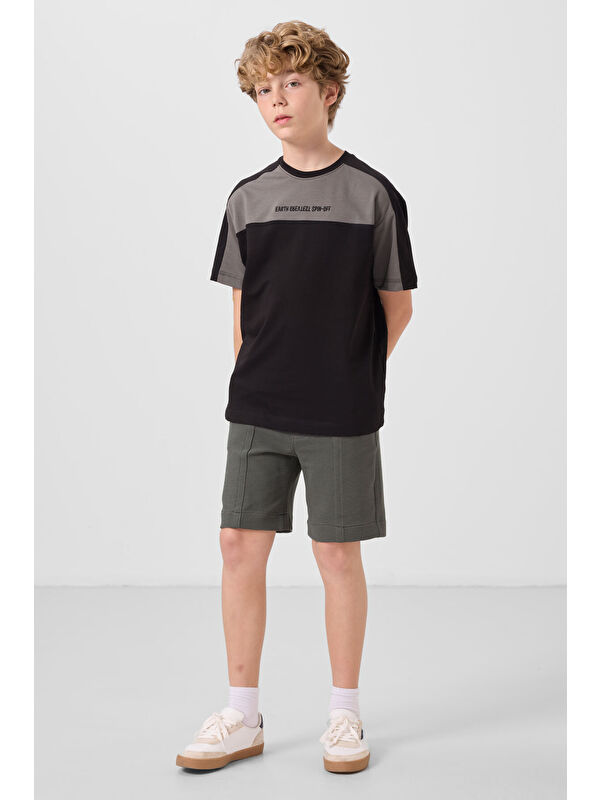 Tommylife Haki Pamuklu Yumuşak Dokulu Standart Fit Basic Erkek Çocuk Şort - 11289