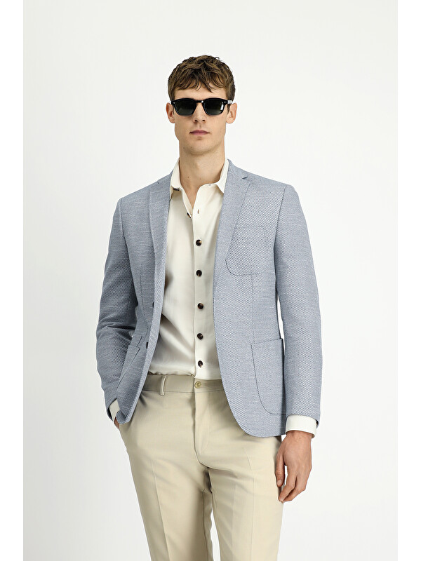 Kiğılı Ekstra Dar Kesim Desenli Spor Blazer Ceket