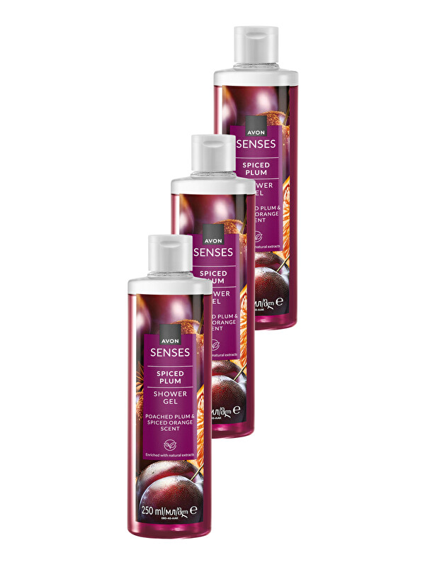 AVON Spiced Plum Baharatlı Erik ve Portakal Kokulu Duş Jeli 250 Ml. Üçlü Paket