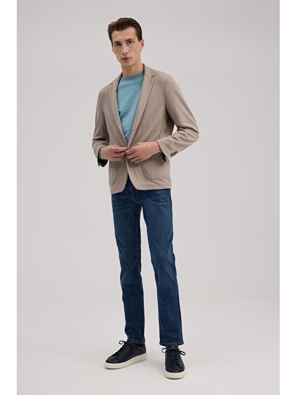 JAKAMEN Taba Slim Fit Mono Yaka Torba Cep Ceket