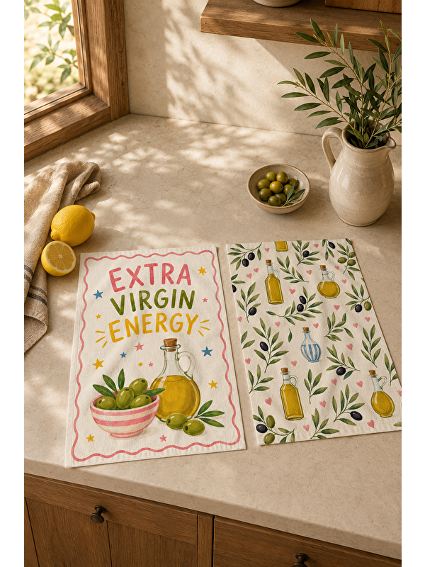 Milbay Grup Zeytin Dalı Limon Desenli Havlu