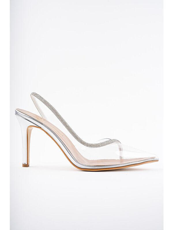 Kadın Prenses Taşlı Şeffaf Topuklu Abiye Ayakkabı - Görsel 3