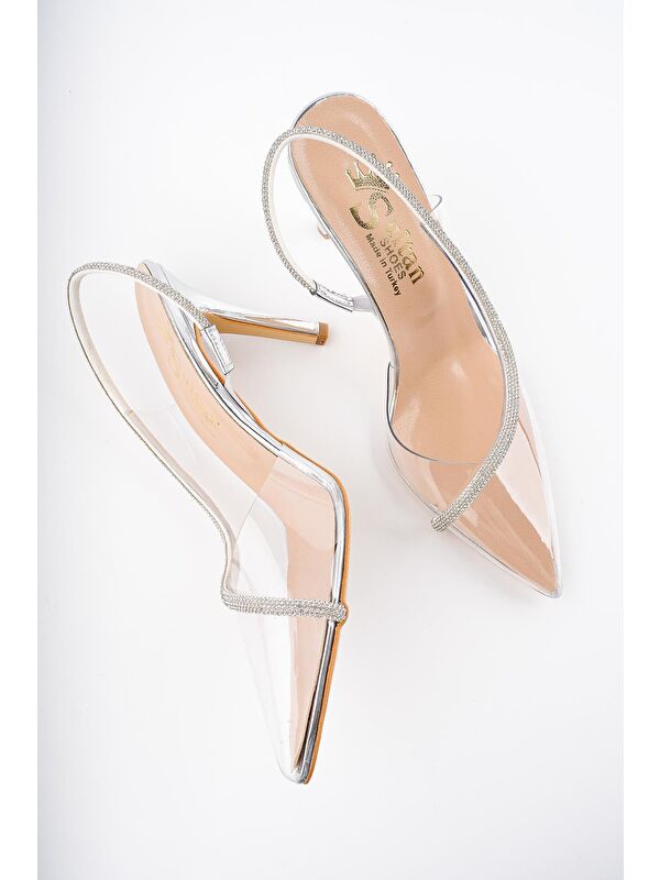 Kadın Prenses Taşlı Şeffaf Topuklu Abiye Ayakkabı - Görsel 2