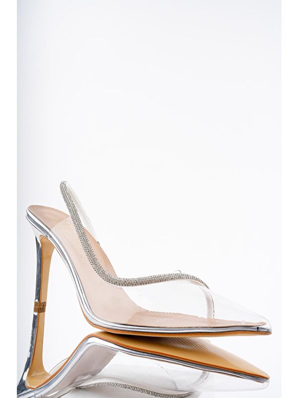 Kadın Prenses Taşlı Şeffaf Topuklu Abiye Ayakkabı - Görsel 4