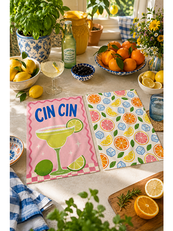 Milbay Grup Limon Renkli Narenciye Desenli Havlu
